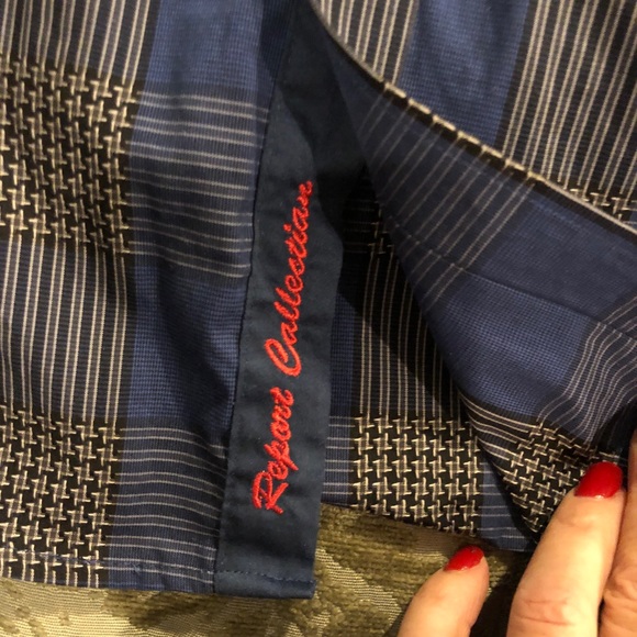 Men's Report Collection Blue Checkered Shirt S - Picture 3 of 6